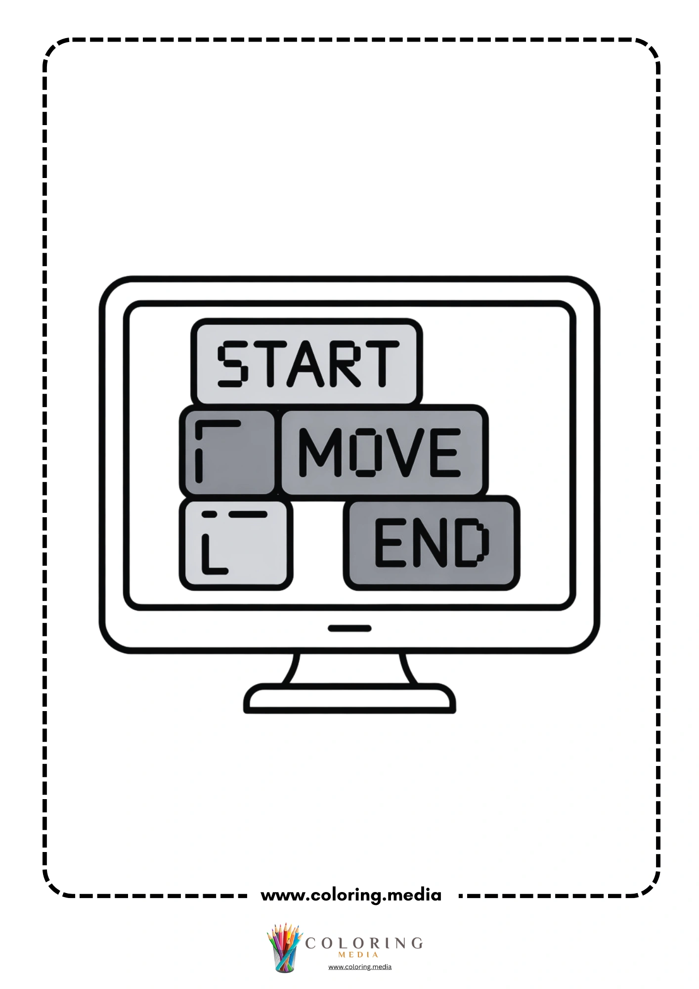 Coding coloring page with children collaborating on code