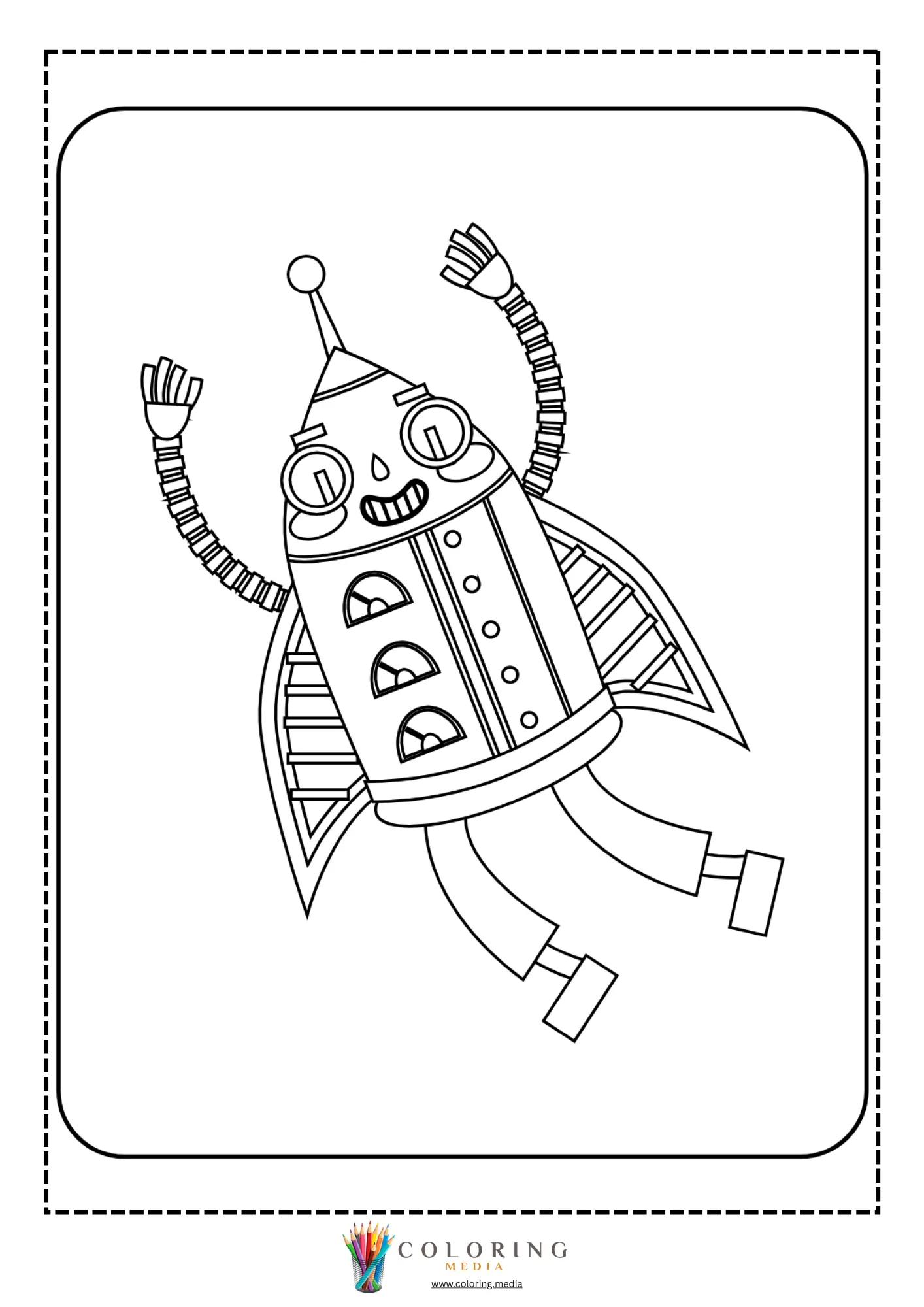 Cute robots coloring page with simple friendly robot outline