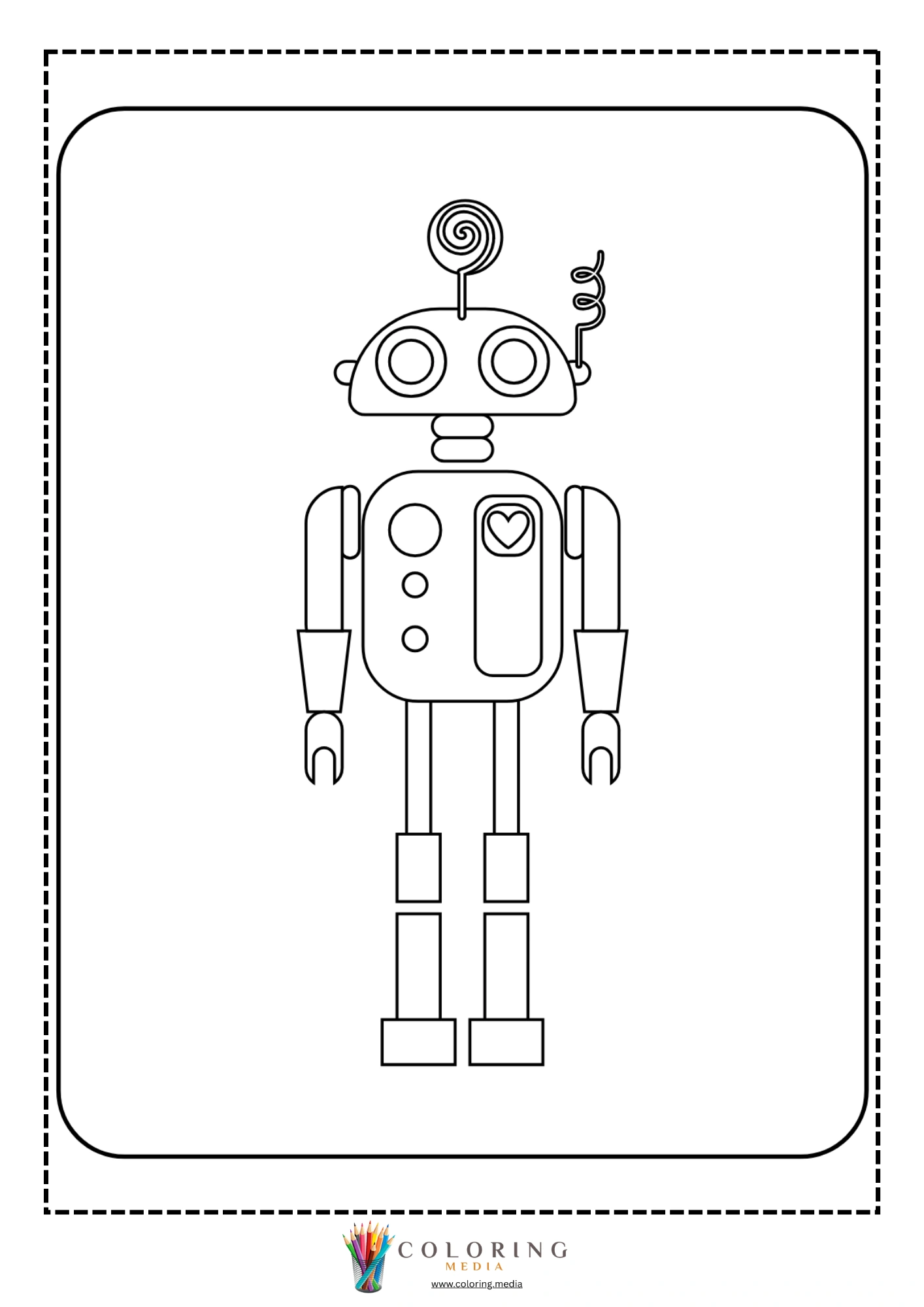 Cute robots coloring page with classic toy robot design