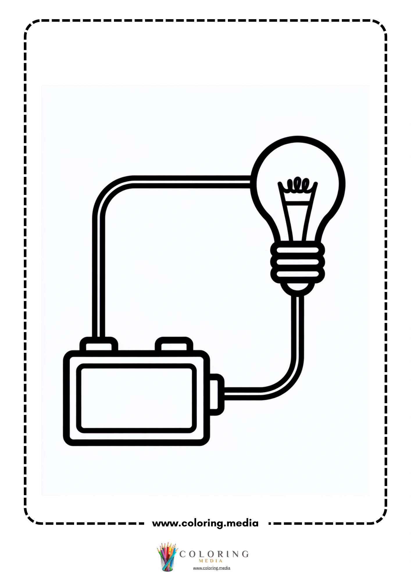 Electronic coloring page with wire loop and power source