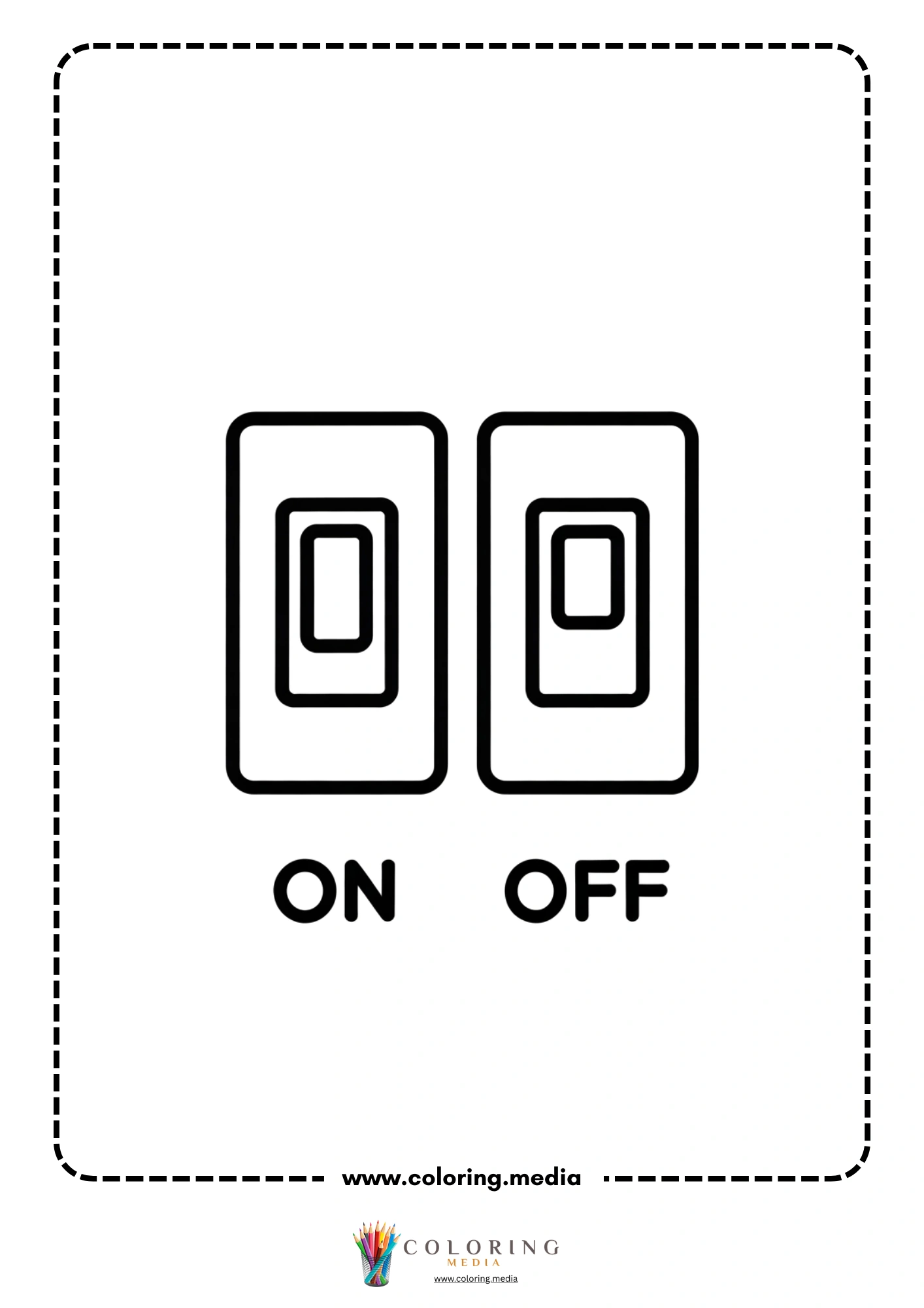 Electronic coloring page with bulb socket and battery
