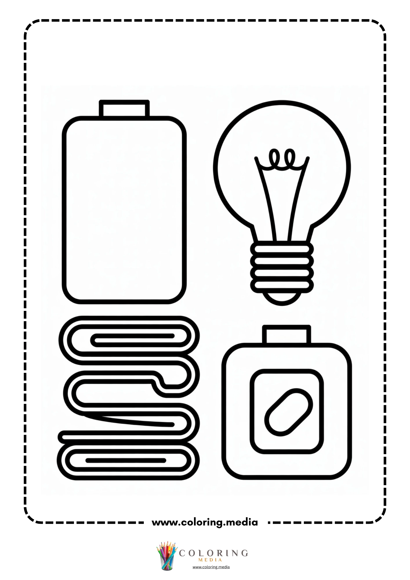 Electronic coloring page with current path and lamp