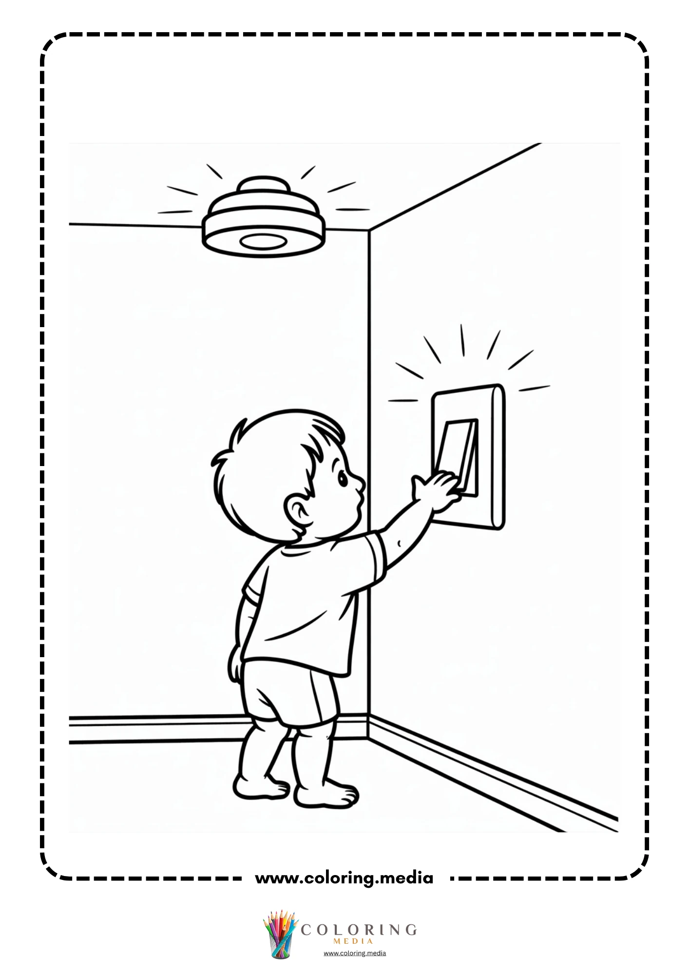 Electronic coloring page with battery terminal details