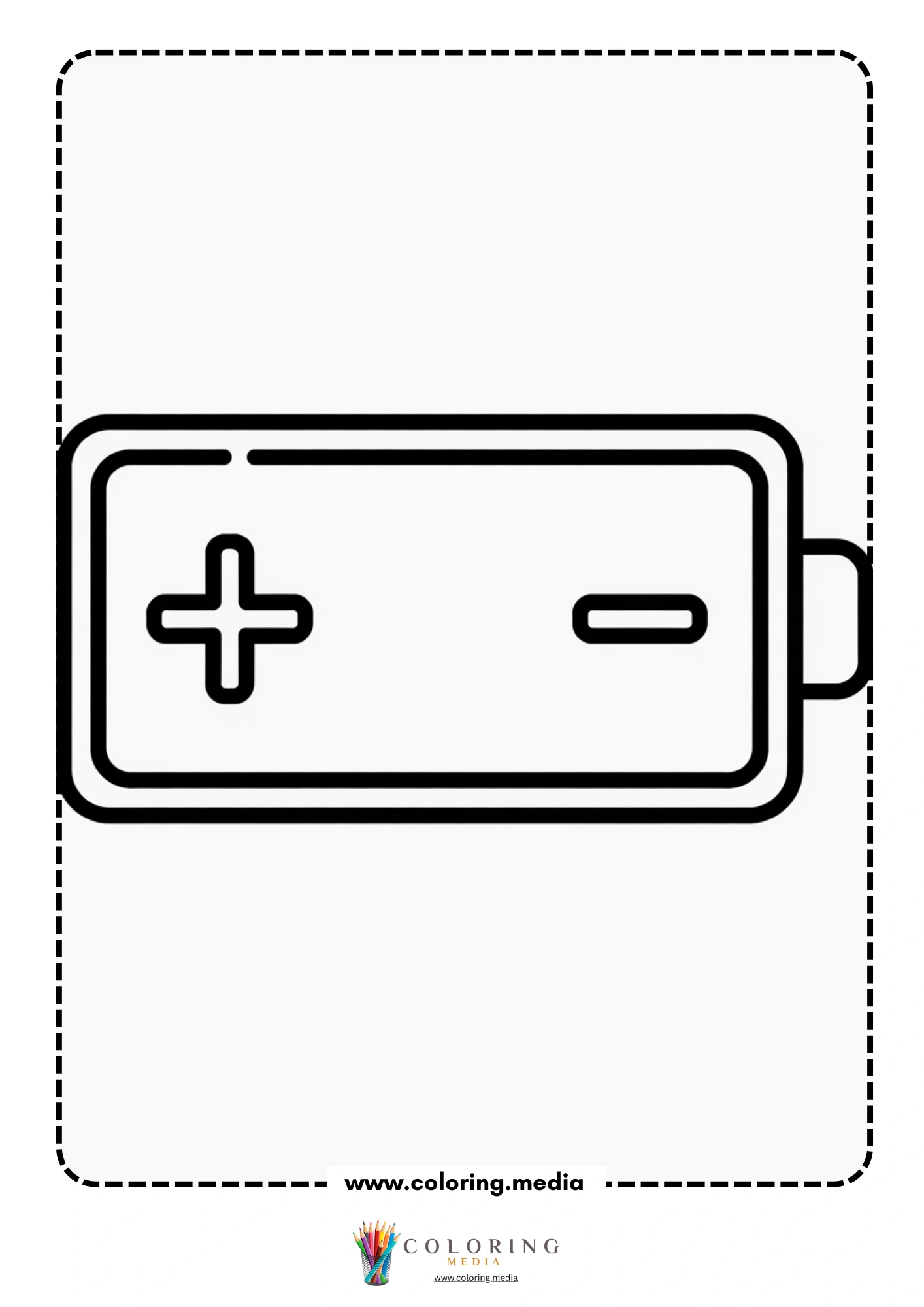 Electronic coloring page with simple battery and electric current