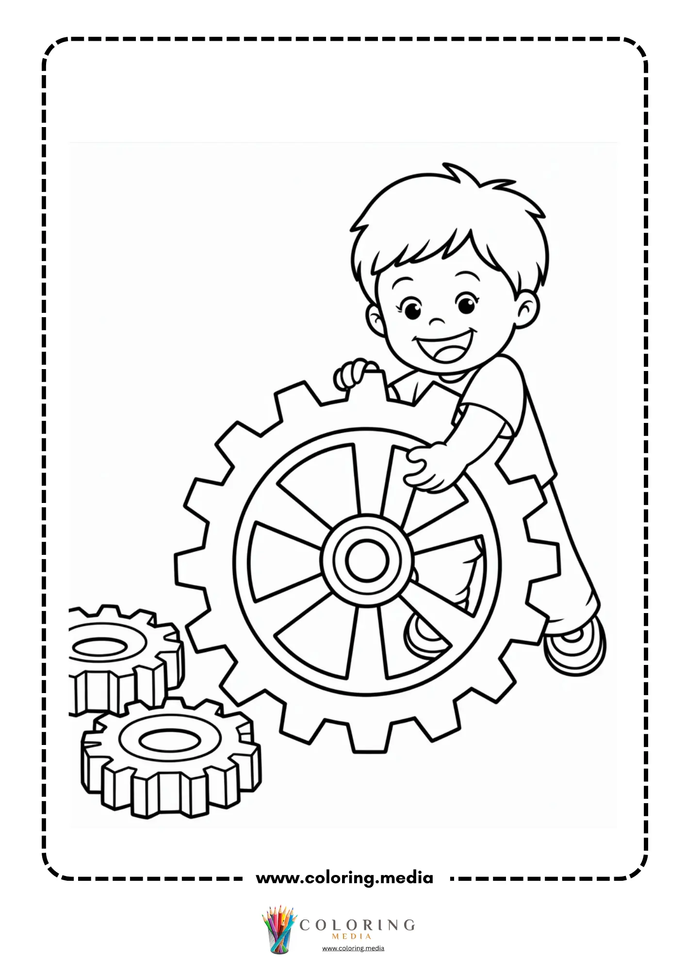 Gear coloring page with gear pattern and circular centers