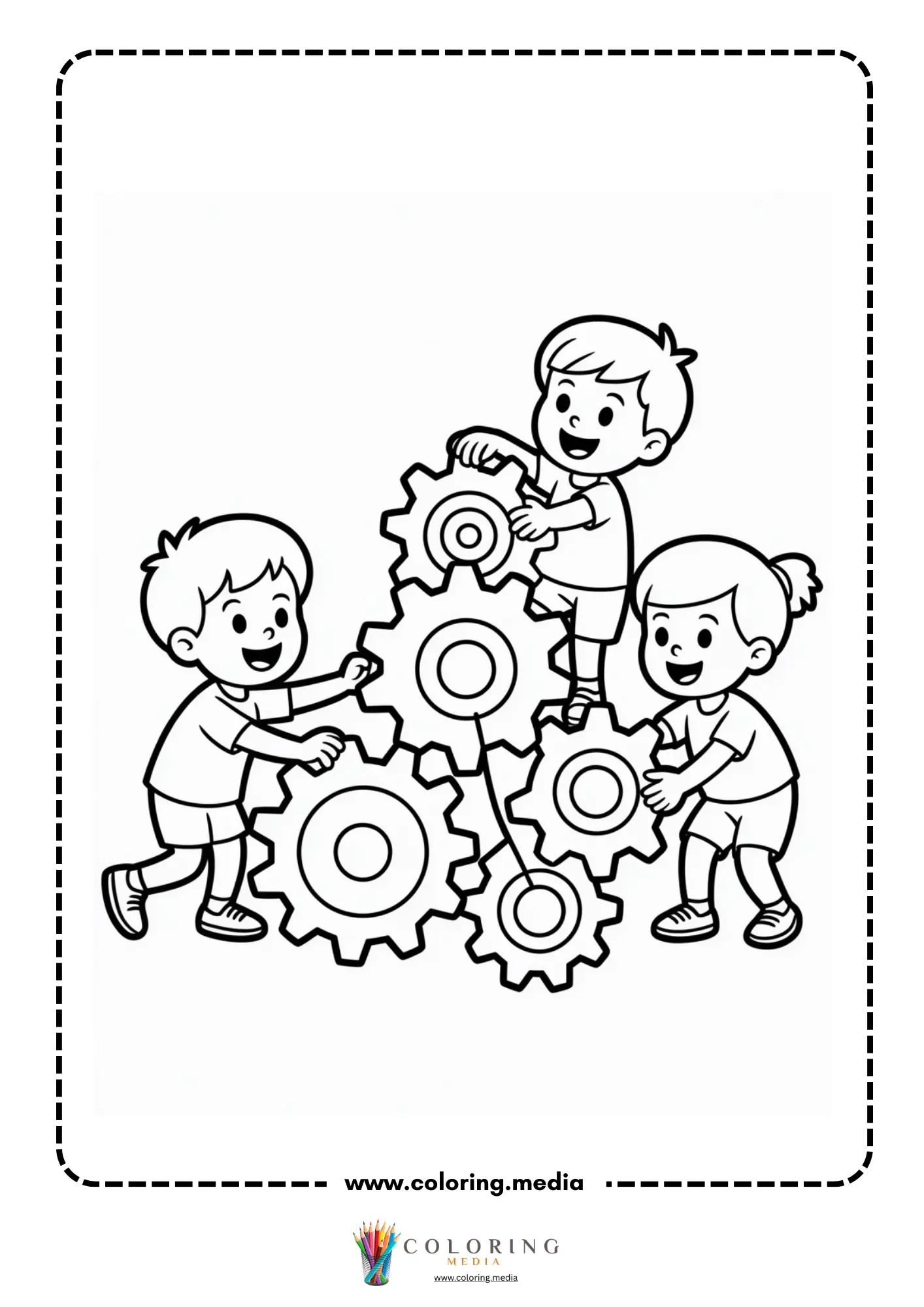 Gear coloring page with simple cog icon for mechanics