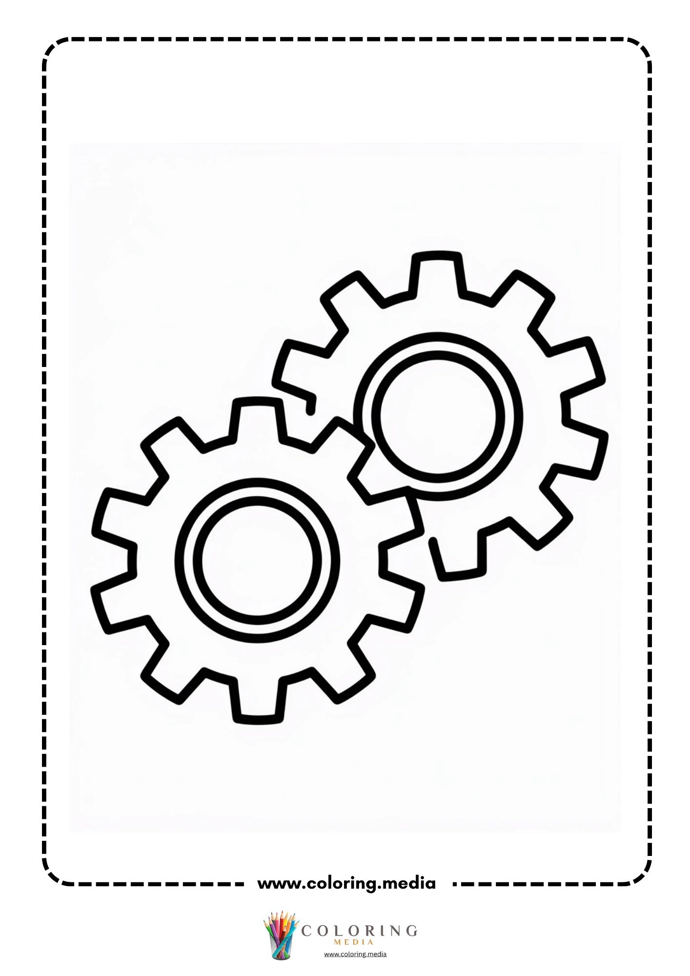 Gear coloring page with three cog wheels together