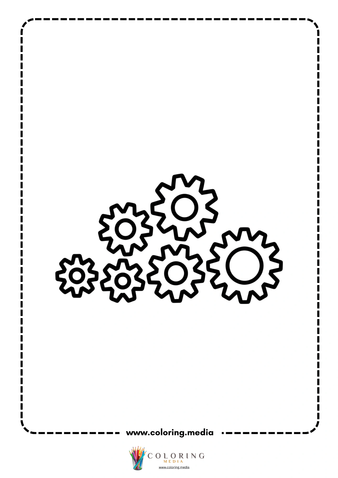 Gear coloring page with gear teeth and center hole