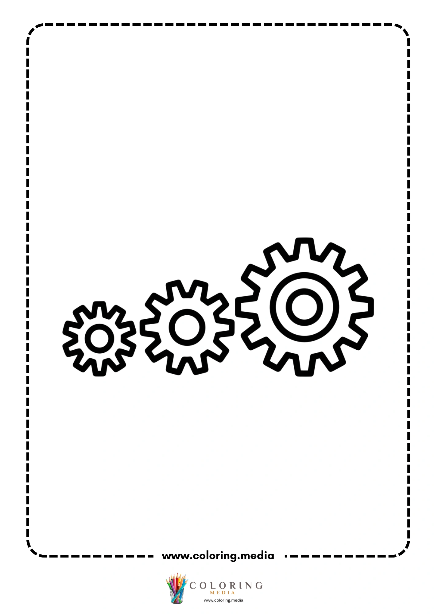 Gear coloring page with small and large gears