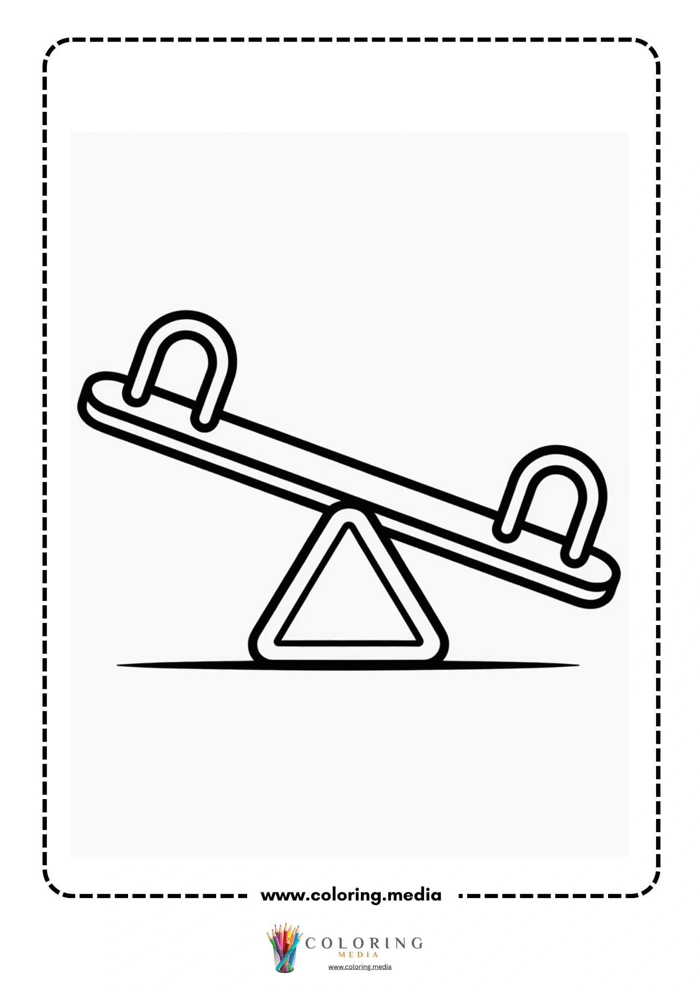 Levers coloring page with seesaw on triangular base