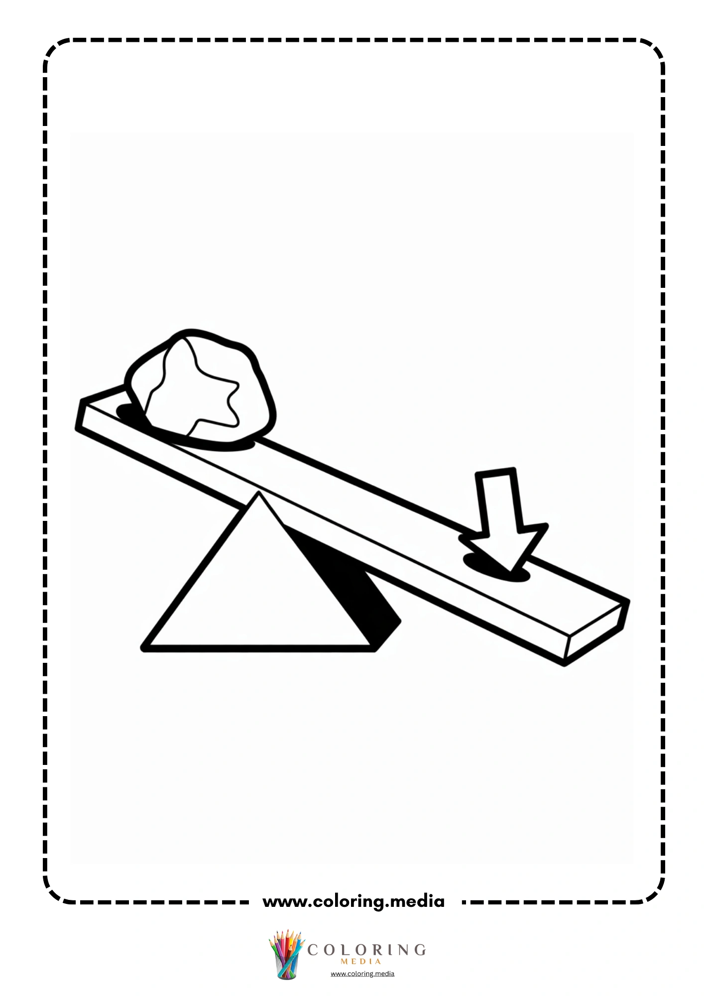 Levers coloring page with seesaw and rounded seats
