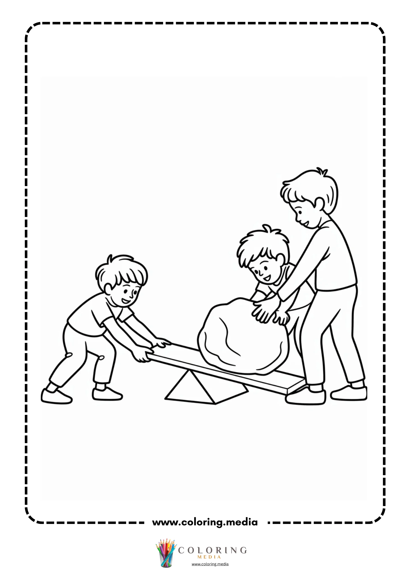 Levers coloring page with basic mechanics lever shape