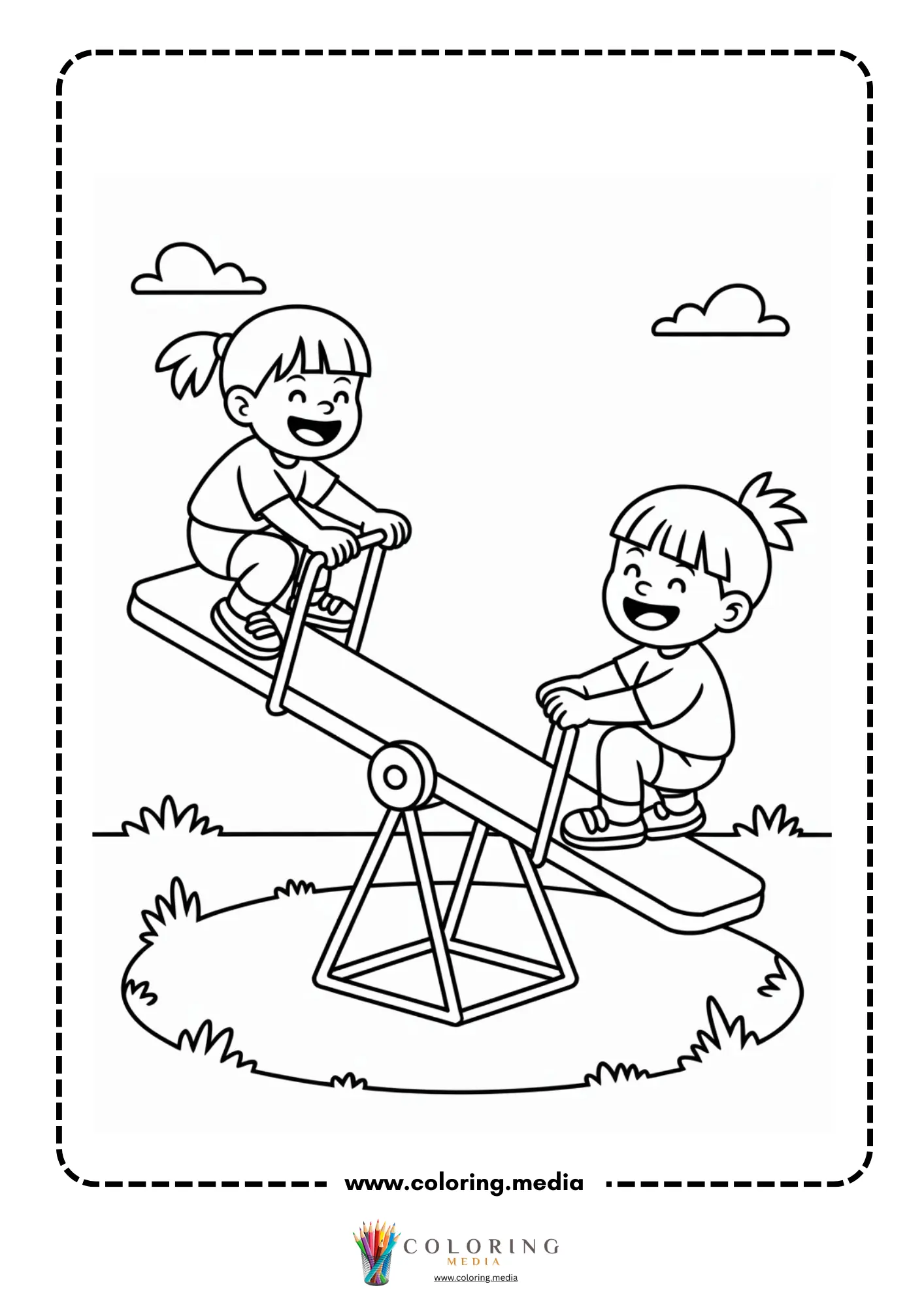 Levers coloring page with long bar and center support