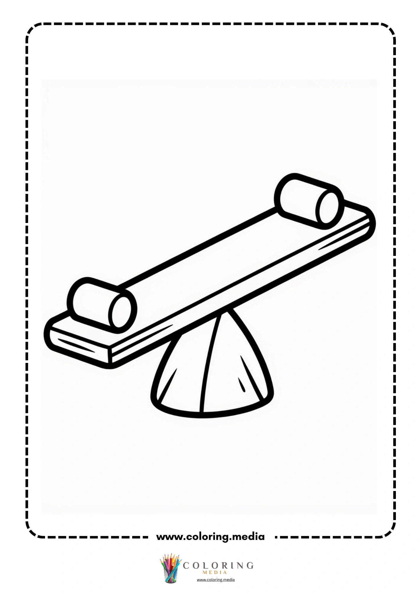 Levers coloring page with simple seesaw and center support