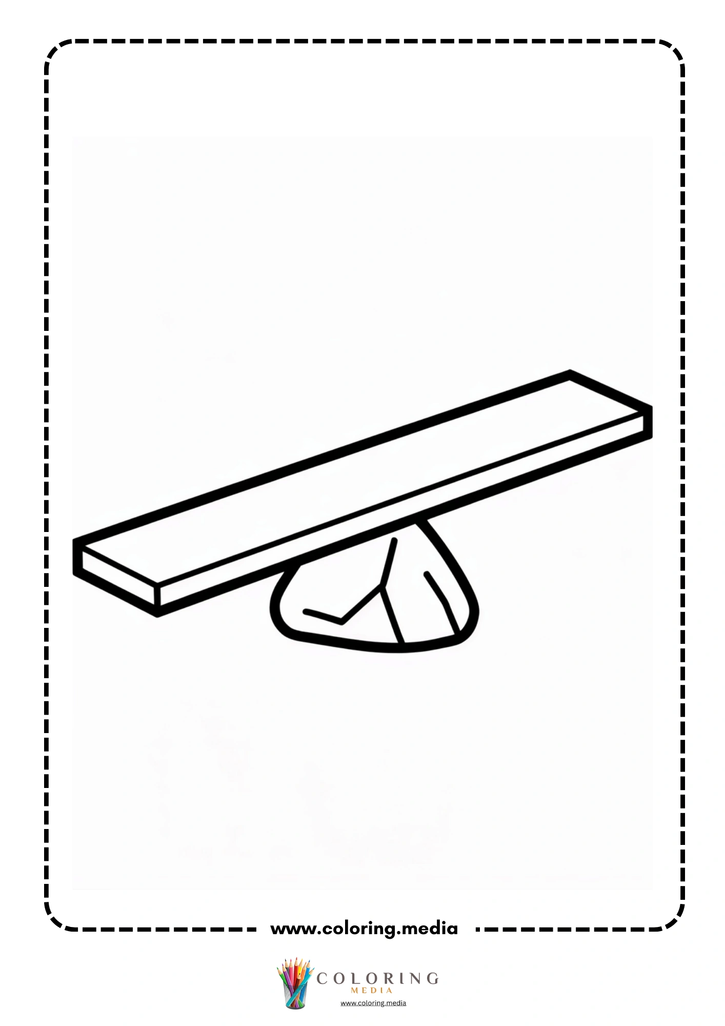 Levers coloring page with lever bar lifting a weight
