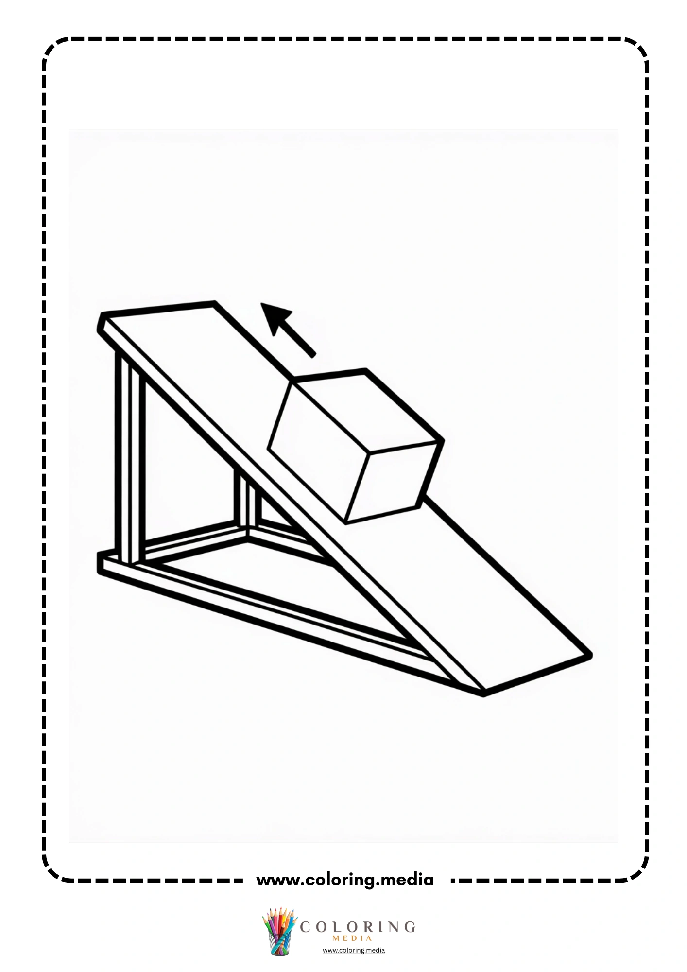 Levers coloring page with plank and triangular fulcrum