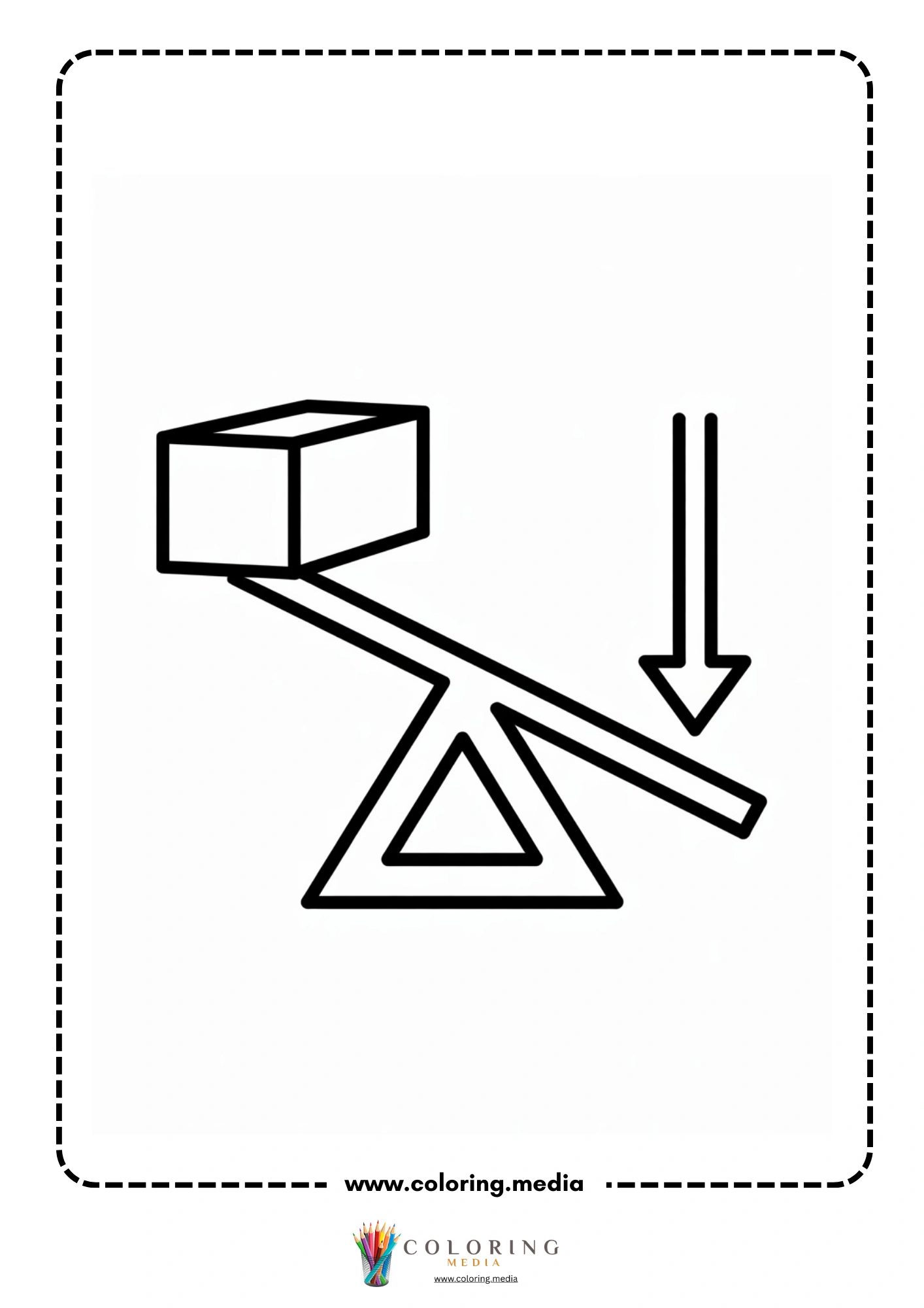Levers coloring page with playground seesaw outline