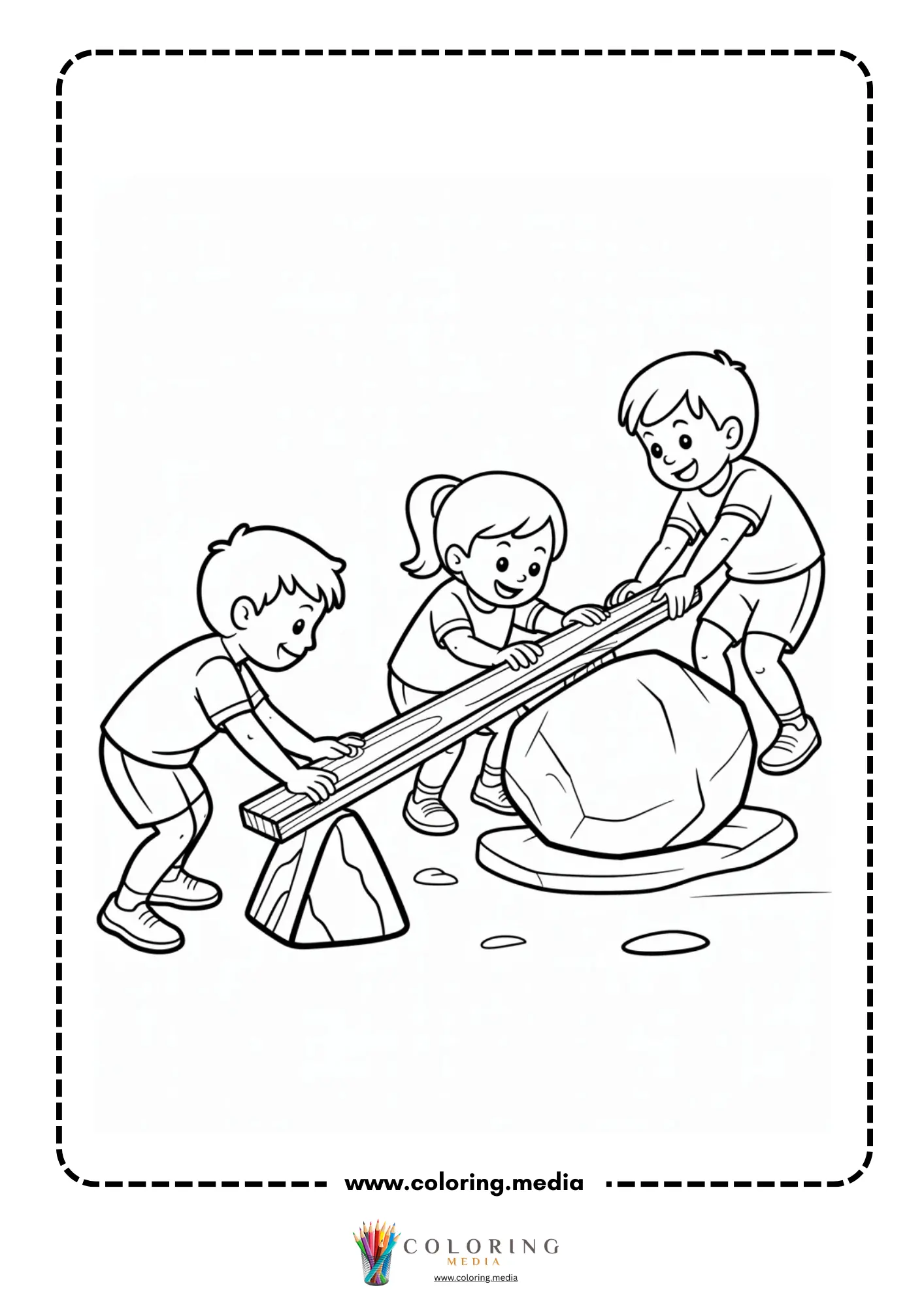 Levers coloring page with long board over support block