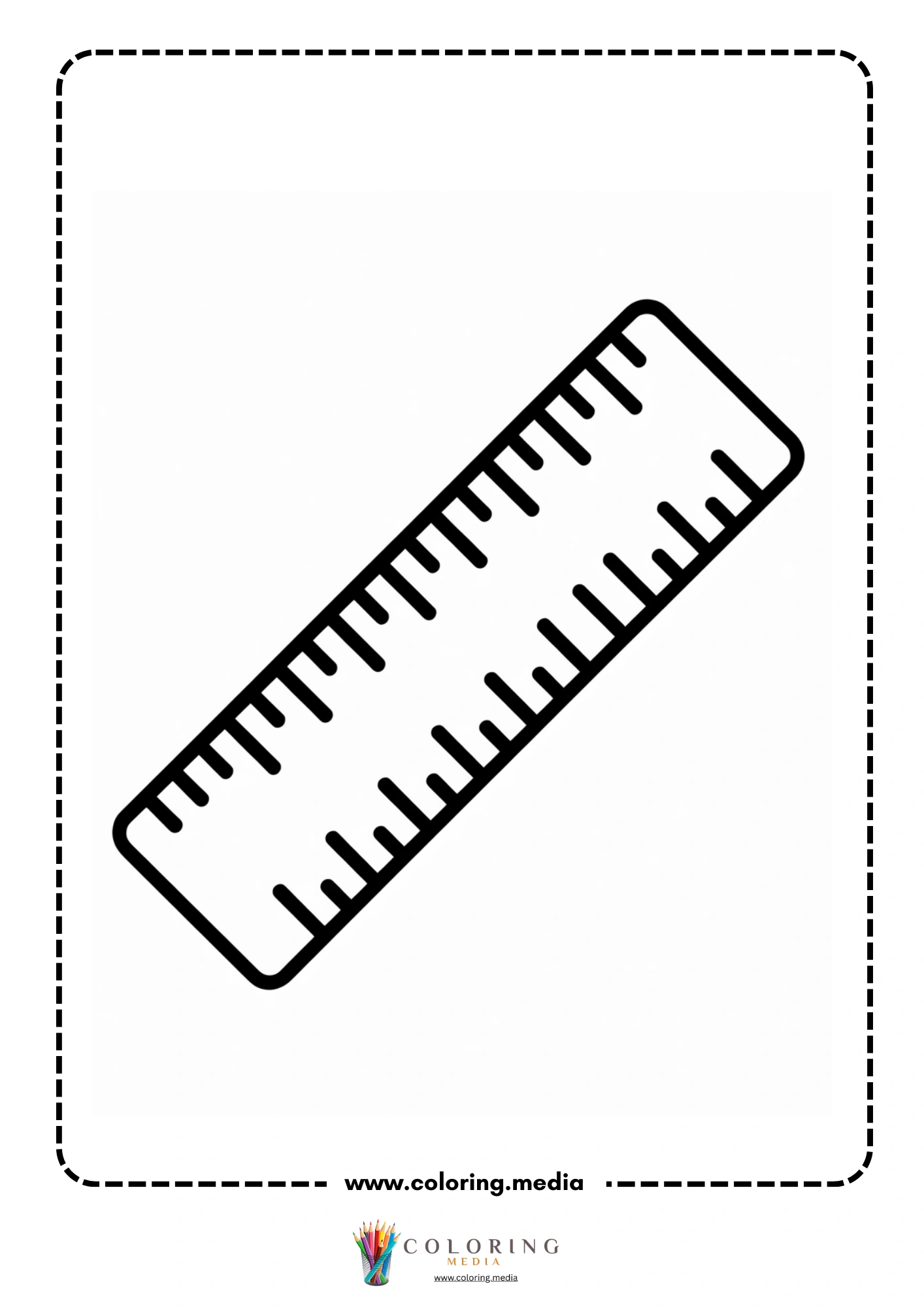 Measure tools coloring page with balance scale and classroom objects