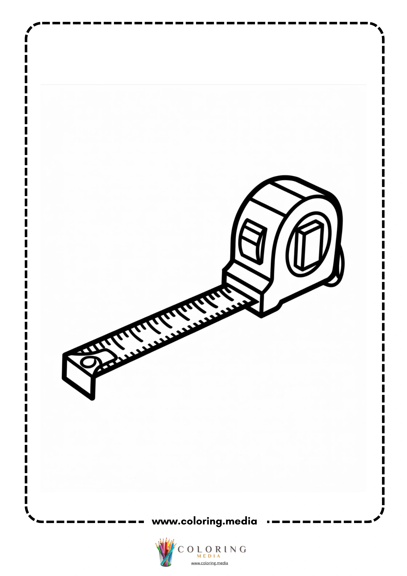 Measure tools coloring page with measuring tape extended