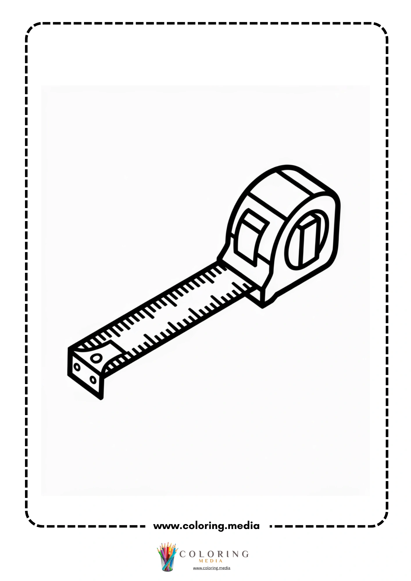 Measure tools coloring page with tape measure tool line art