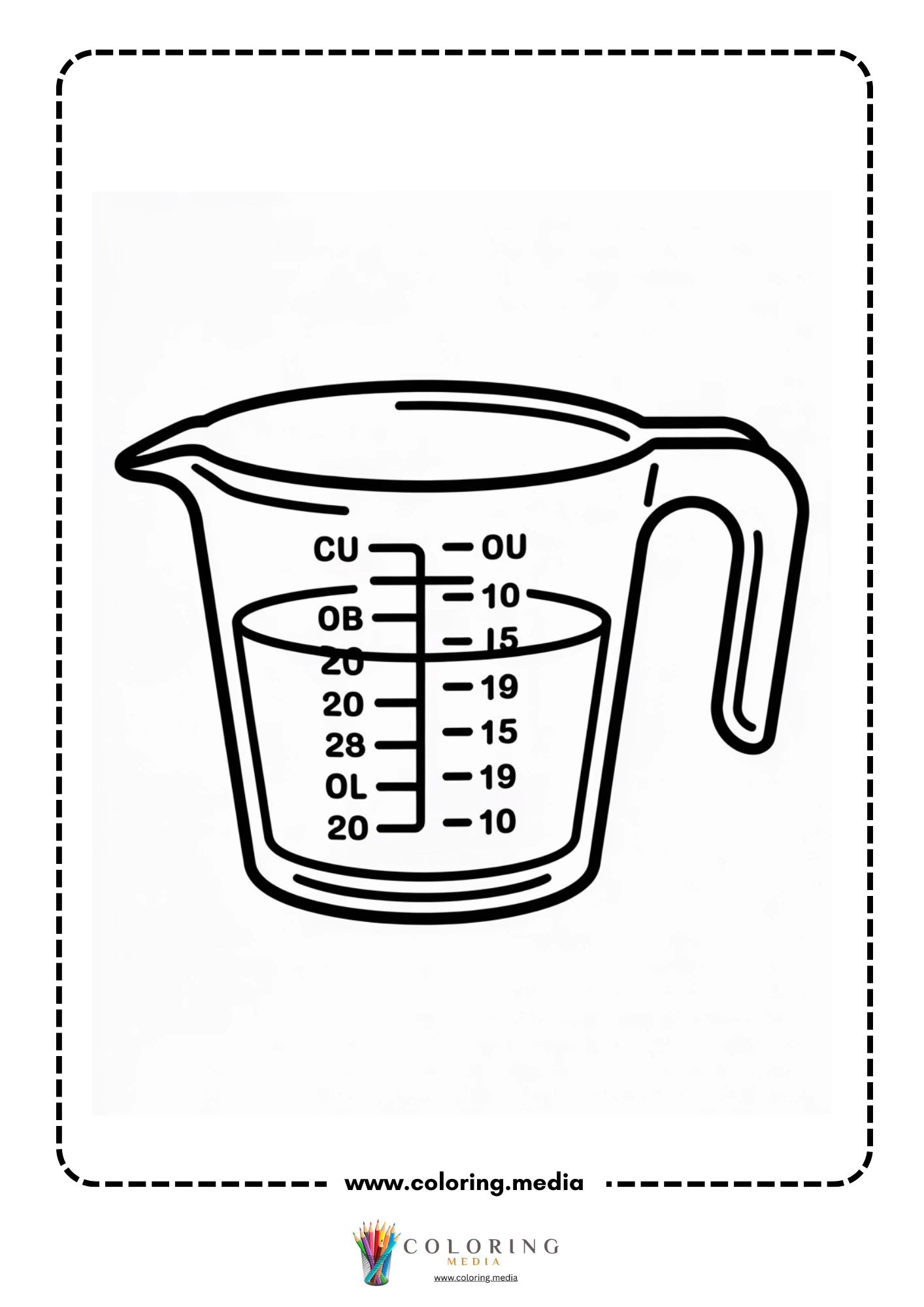 Measure tools coloring page with length measurement activity