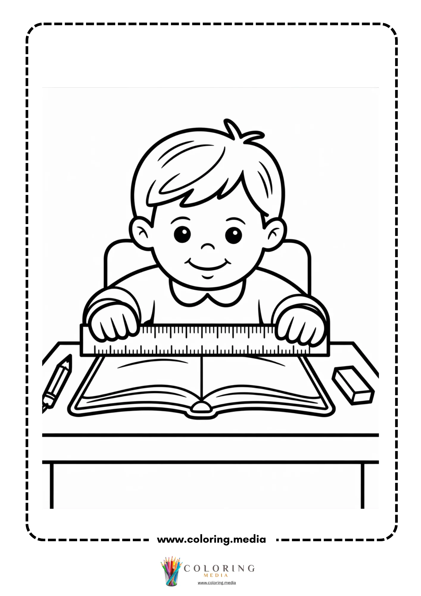 Measure tools coloring page with ruler tape and scale icons
