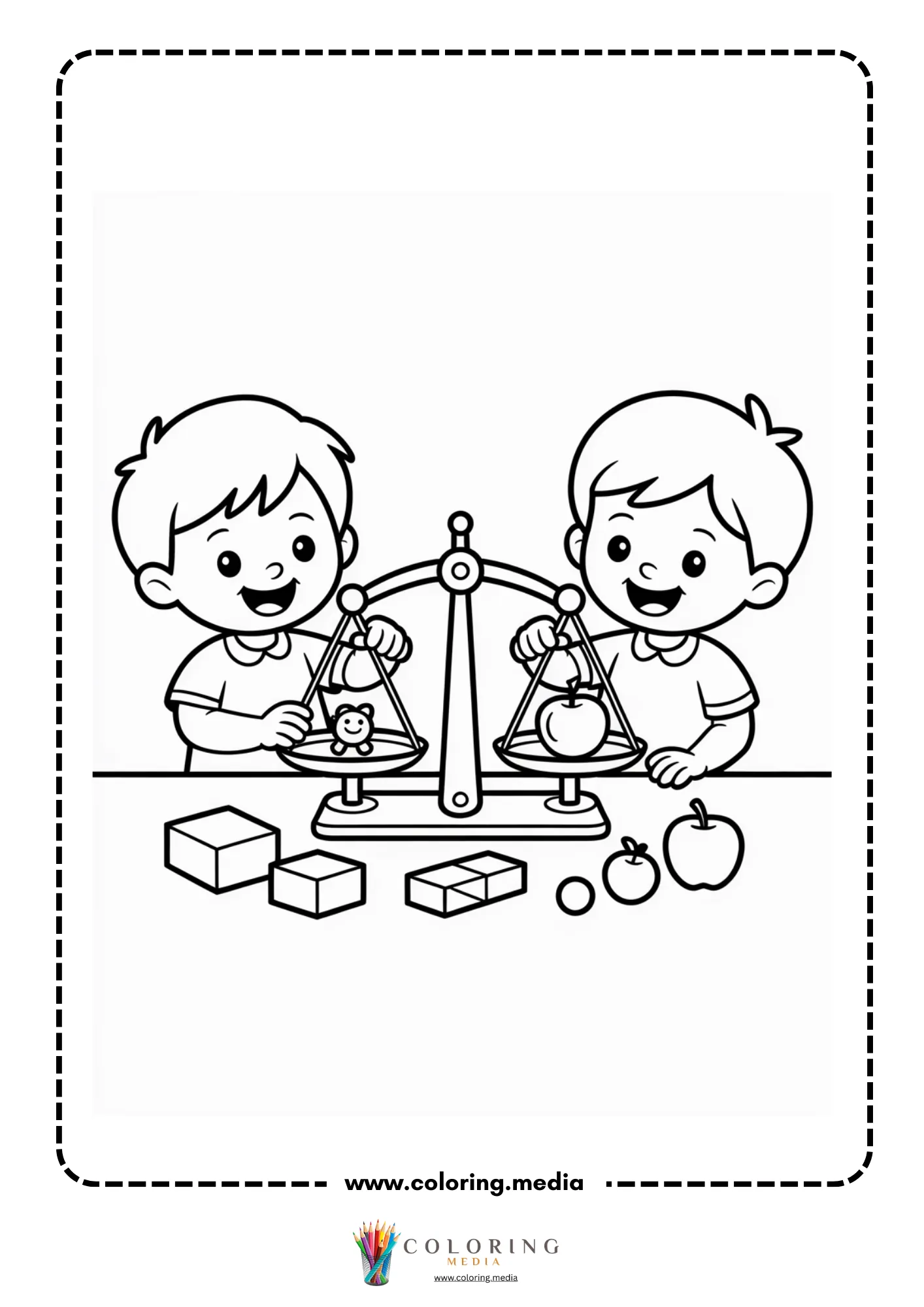 Measure tools coloring page with ruler marked in lines