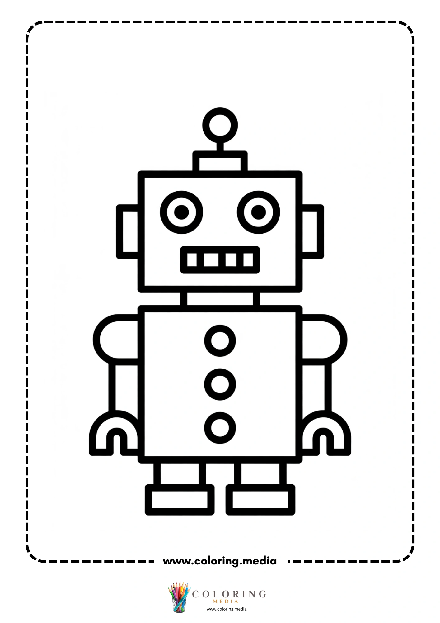 Robot coloring page with robot and coding controls