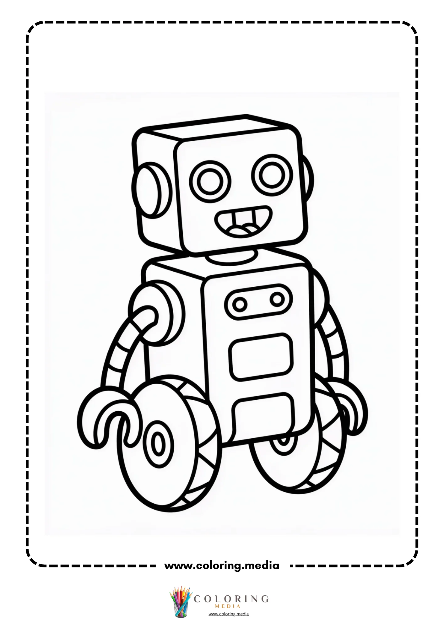 Robot coloring page with mechanical robot line art