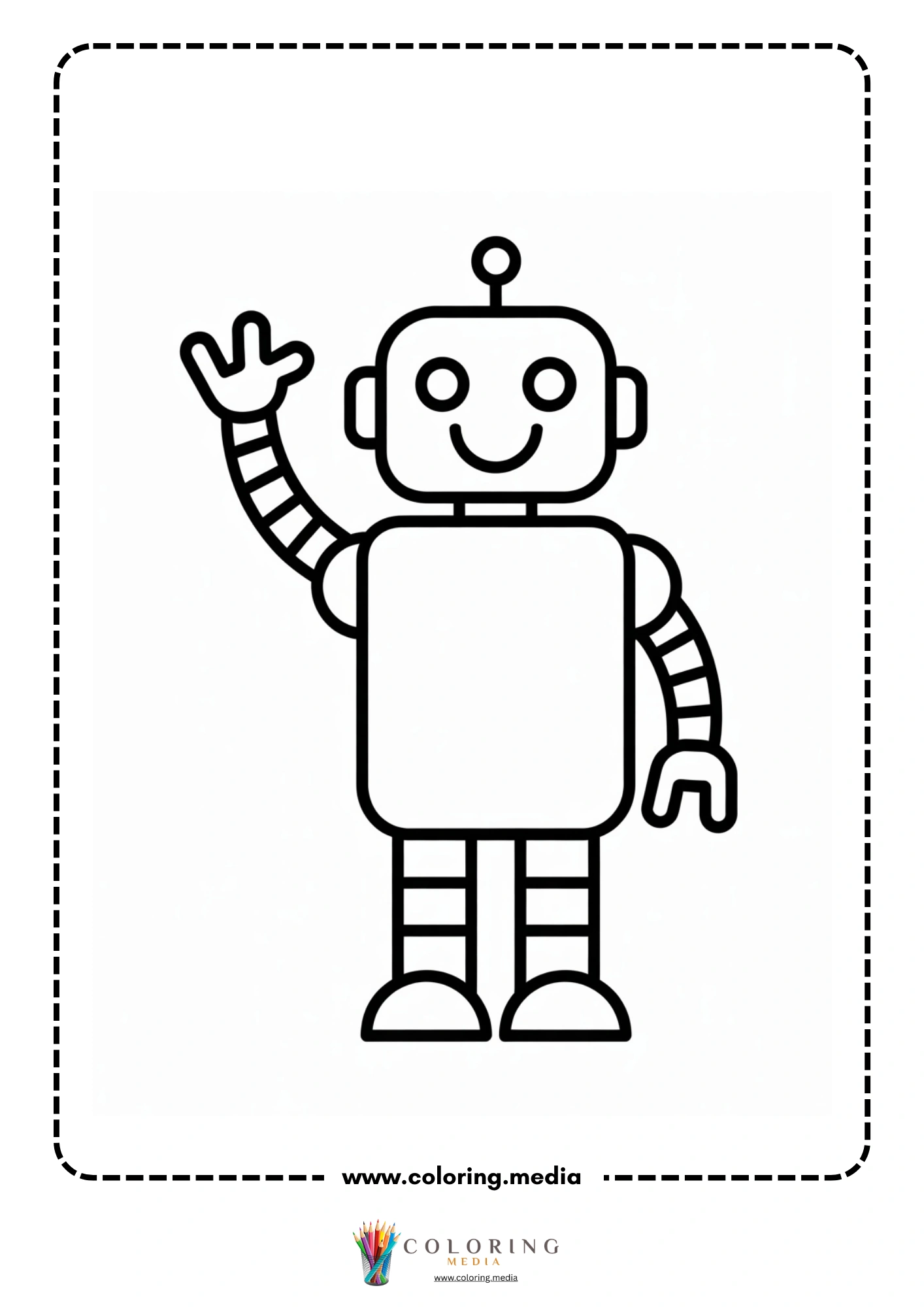 Robot coloring page with friendly technology character