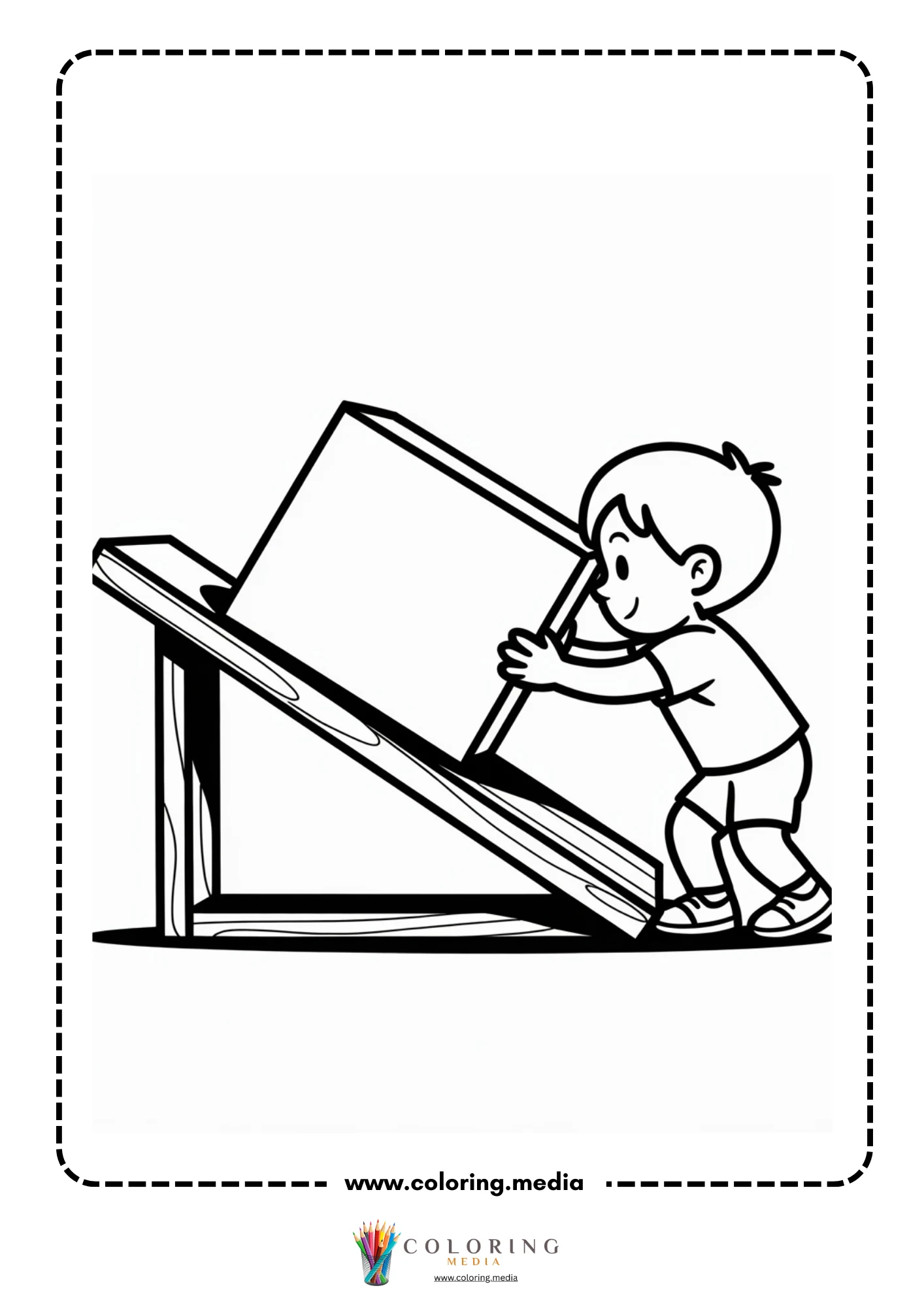 Simple machines coloring page with simple wheel device