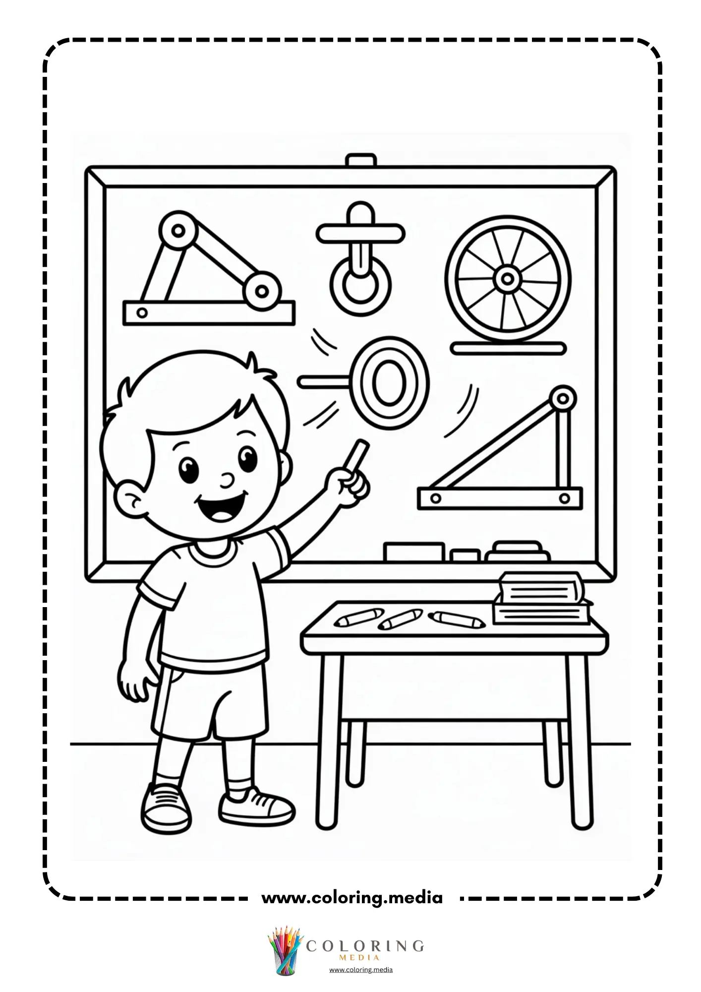 Simple machines coloring page with screw machine outline