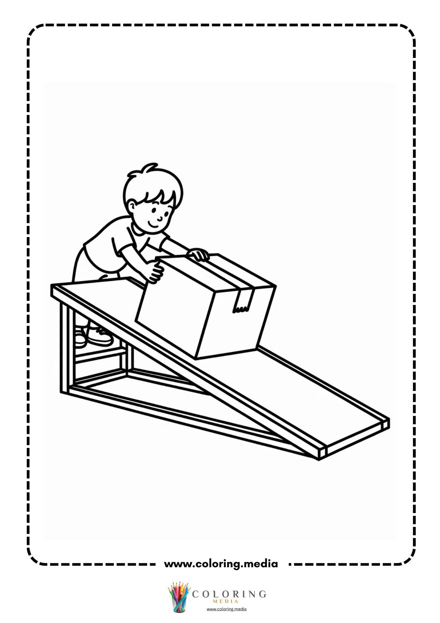 Simple machines coloring page with basic machine tools