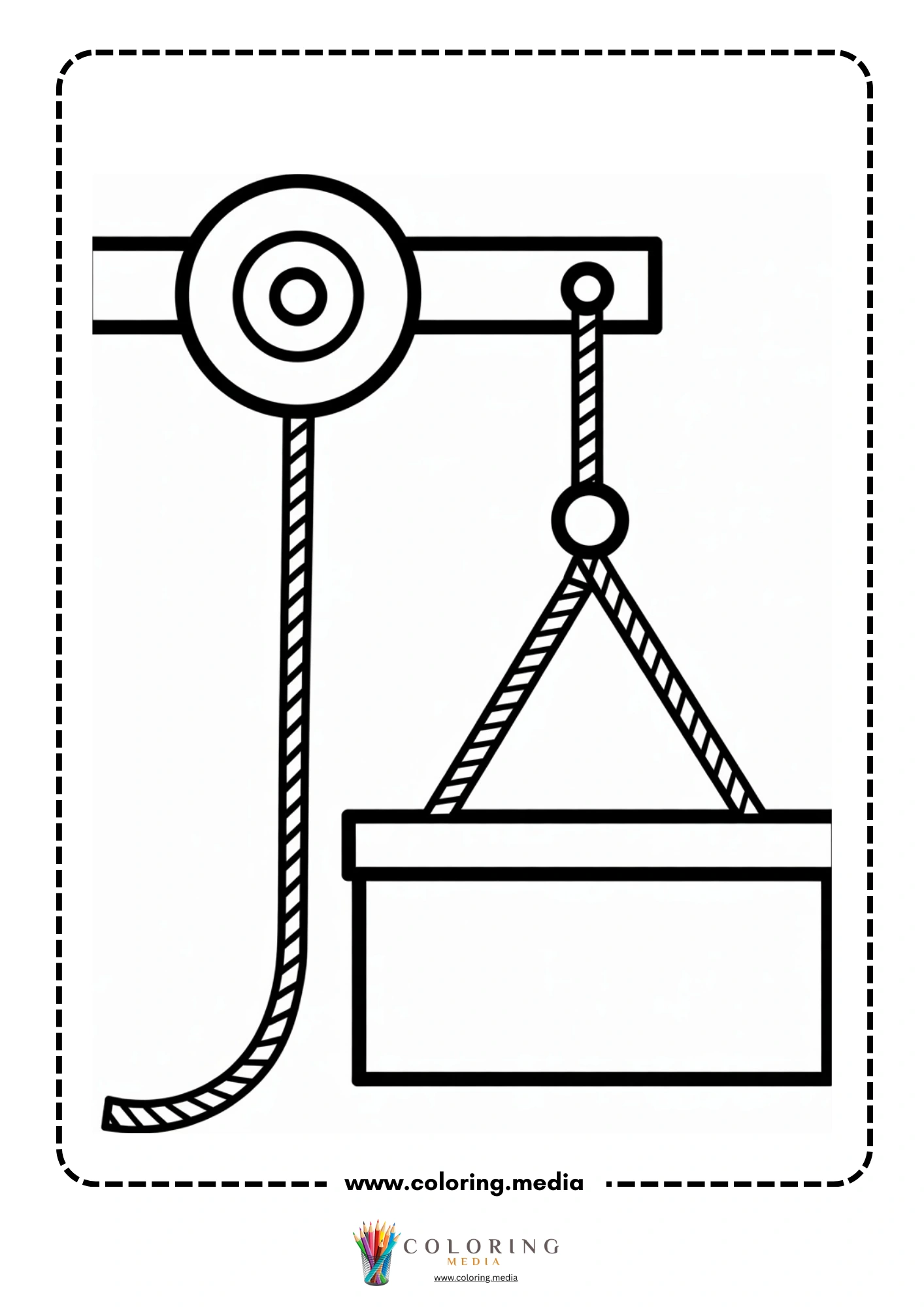 Simple machines coloring page with six simple machine examples