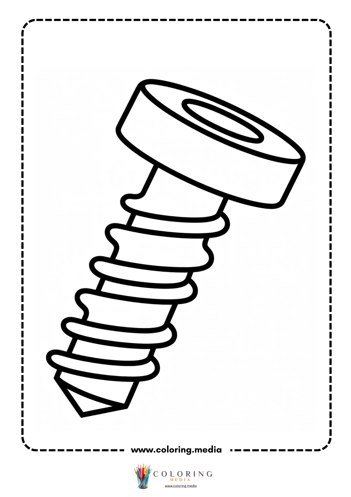 Simple machines coloring page with screw and spiral threads
