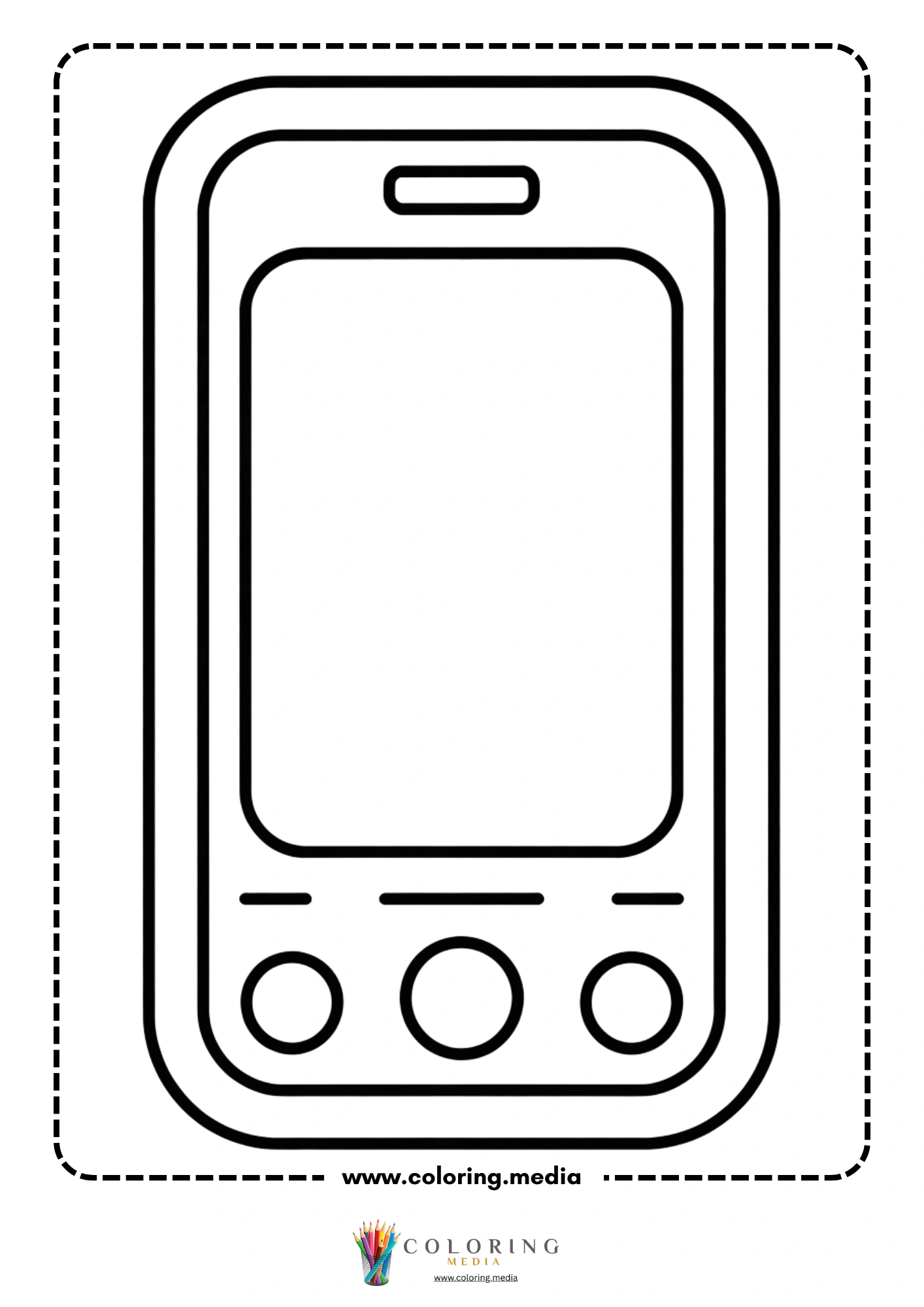 Technology coloring page with smart device and buttons