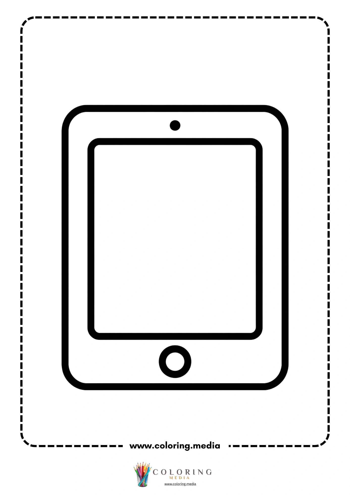 Technology coloring page with blank smartphone screen