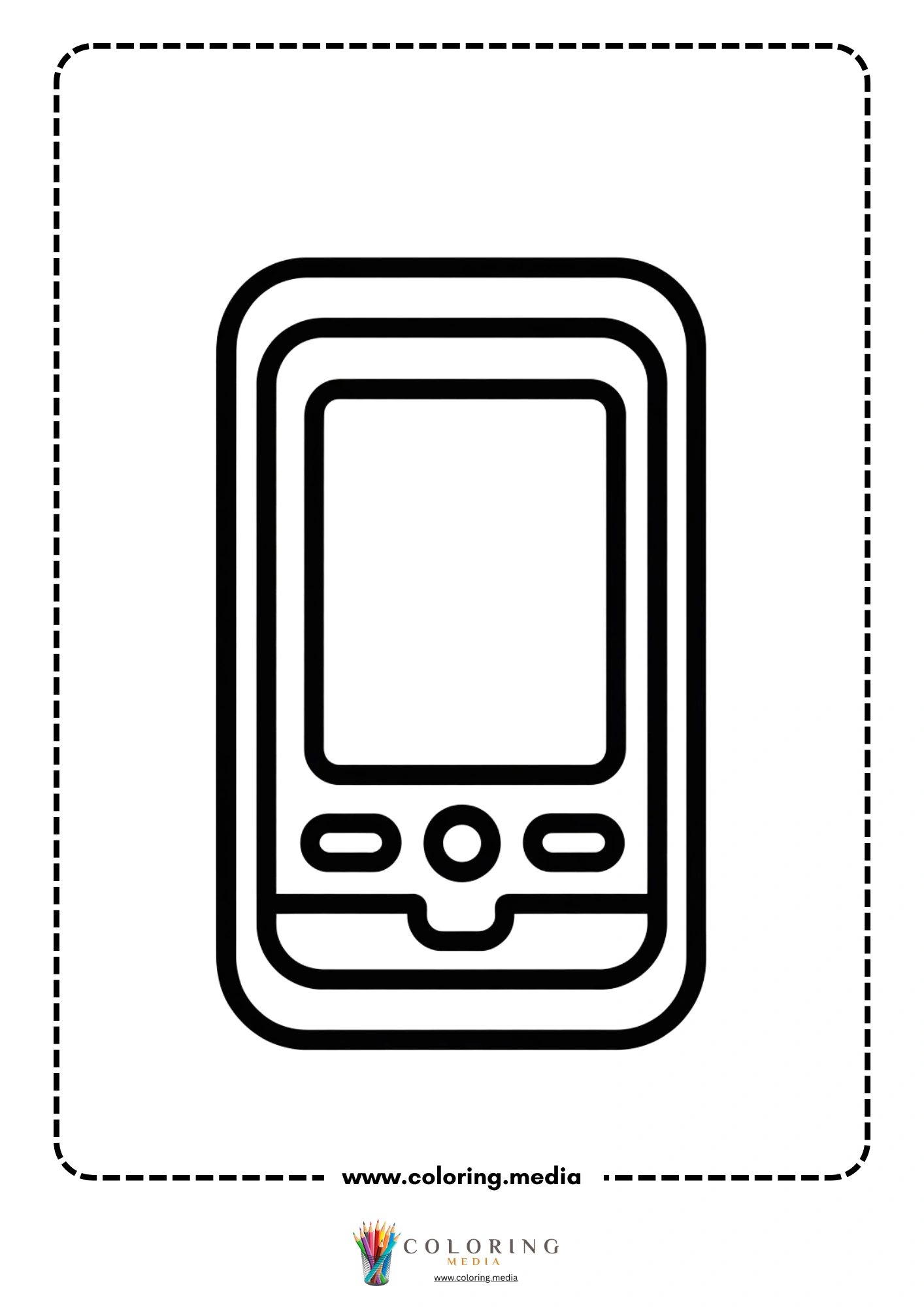 Technology coloring page with tablet device outline