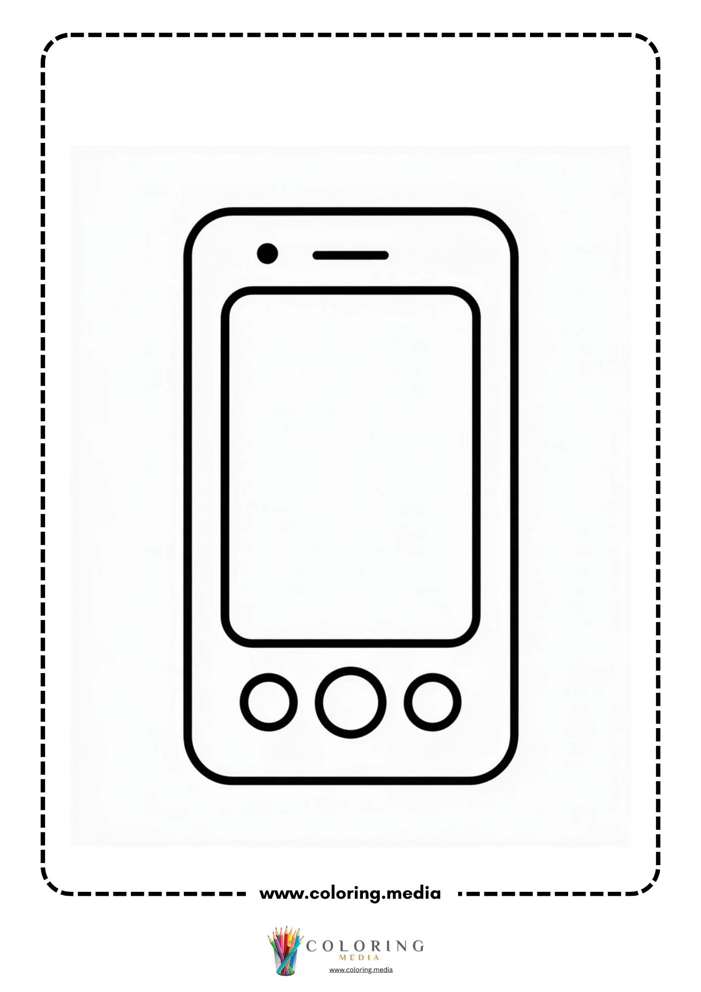Technology coloring page with children at a technology desk