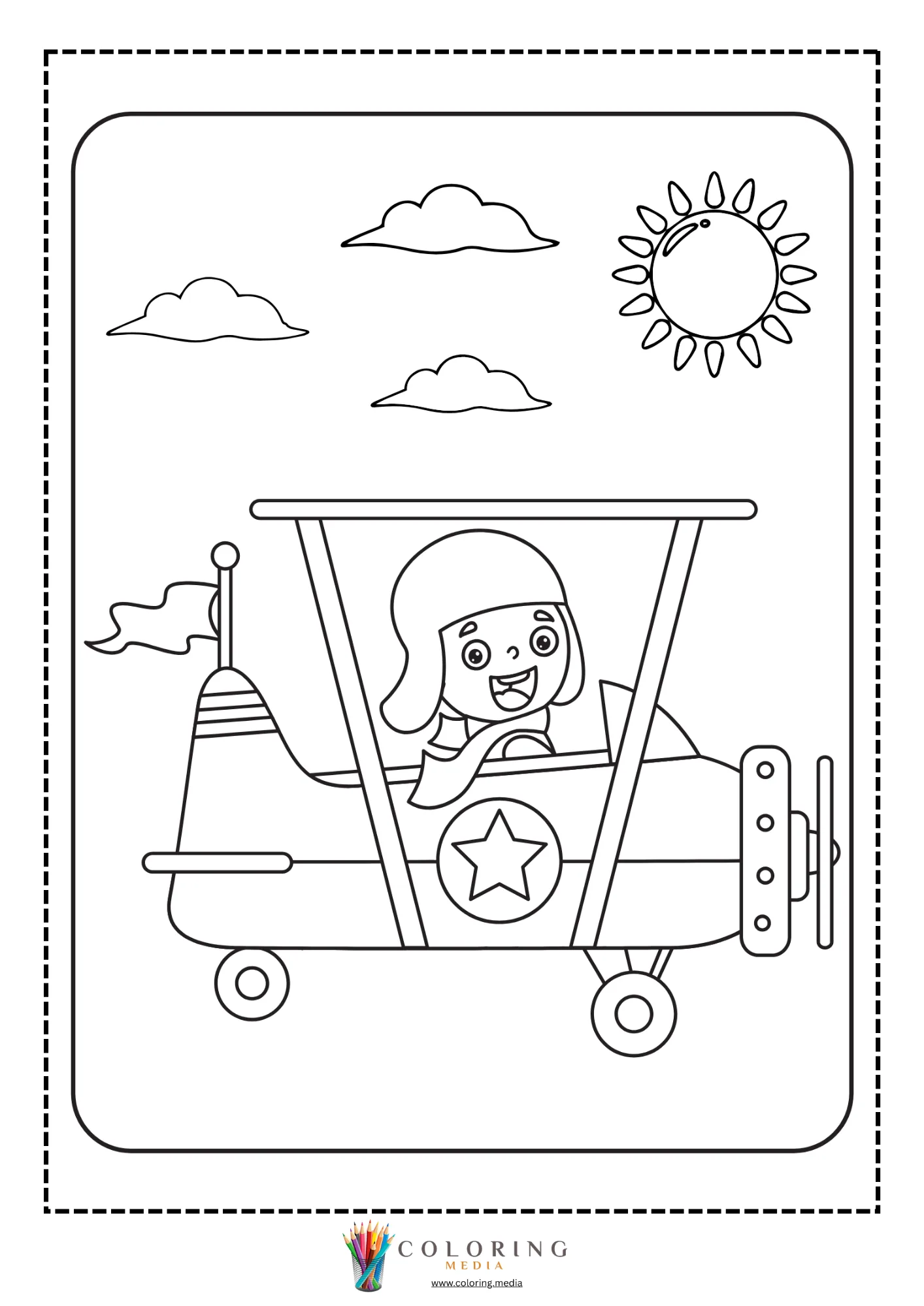 Airplane coloring page with airplane wing and tail