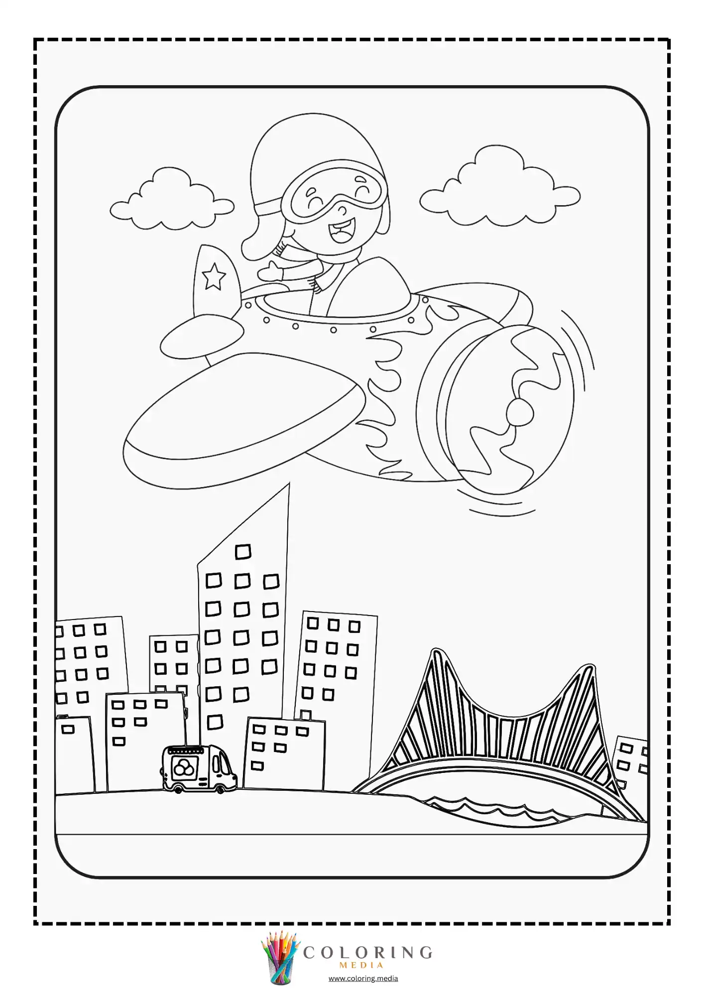 Airplane coloring page with simple plane outline