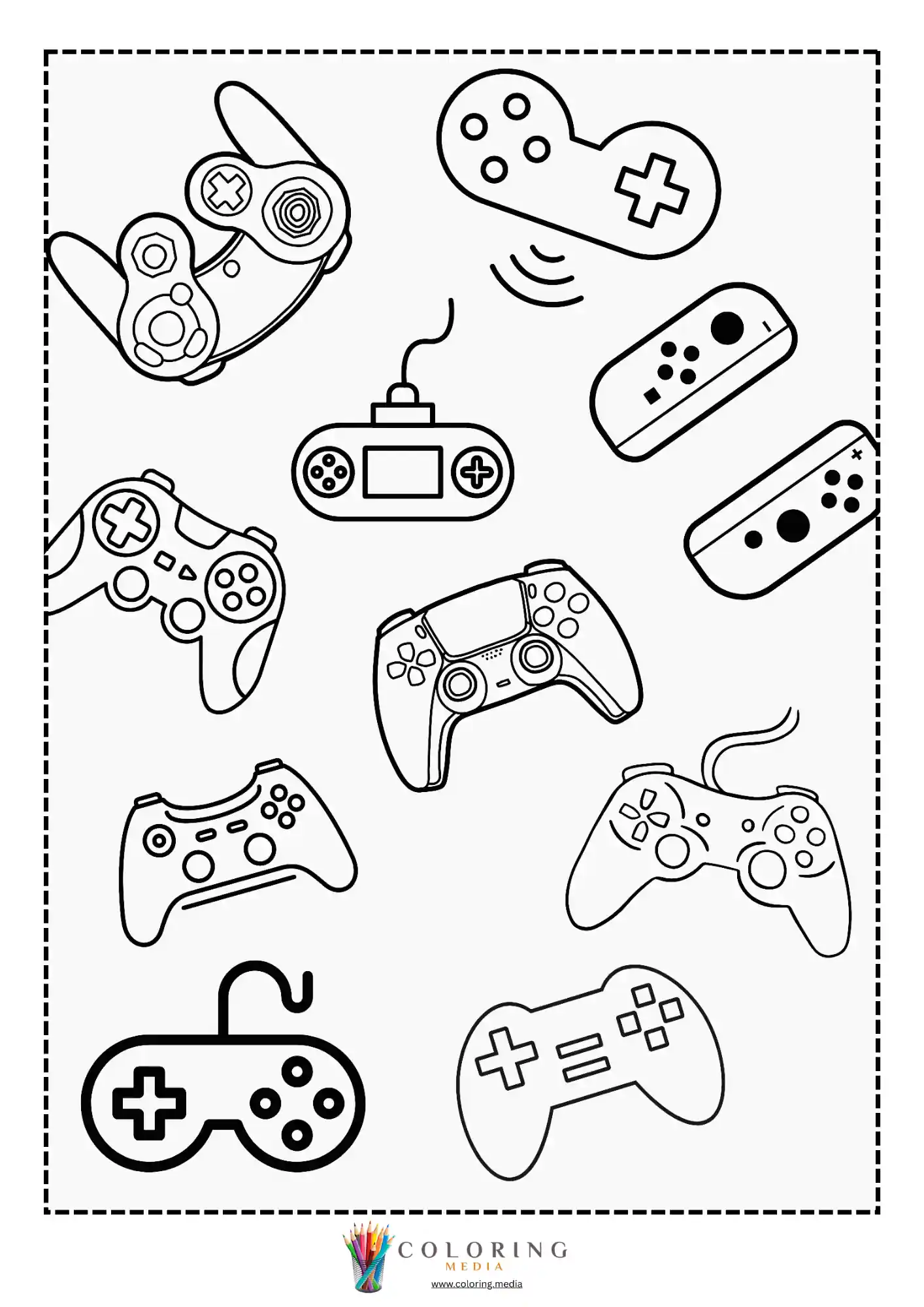 Retro video games coloring page with old arcade cabinet