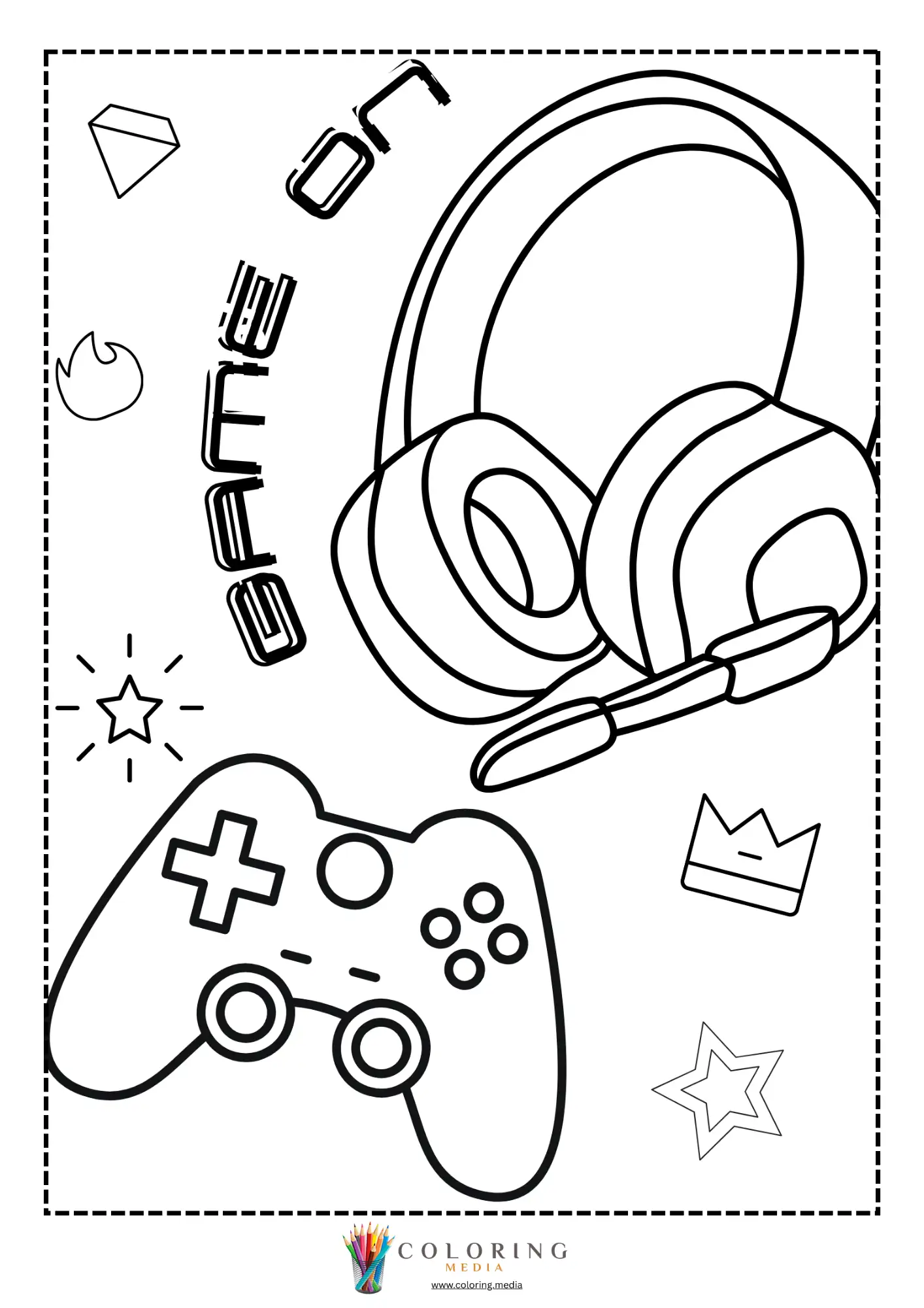 Retro video games coloring page with arcade racing car